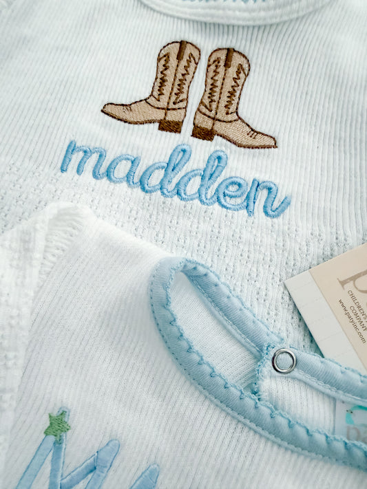 Paty Knit Straight Hem Bubble - Blue Trim