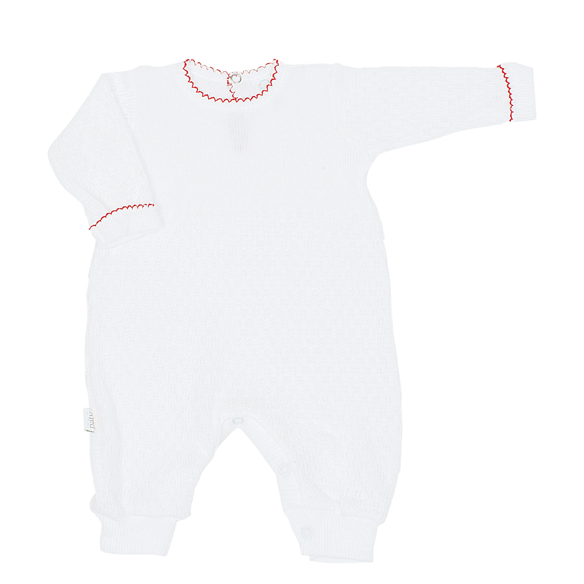 Long Sleeve Romper - Red Trim