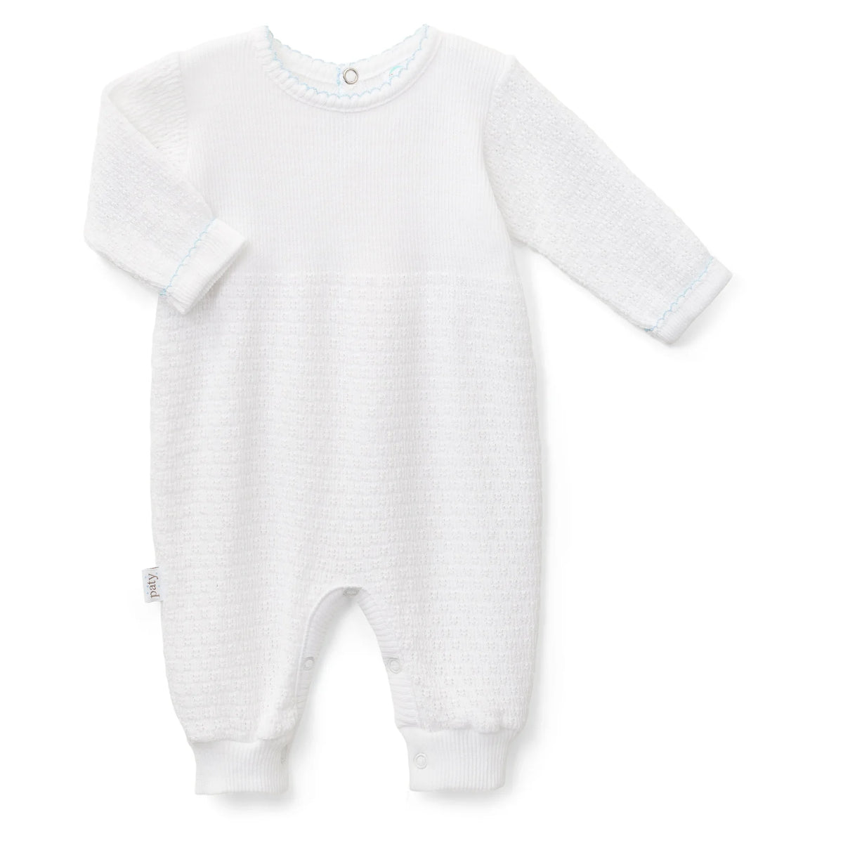 Long Sleeve Romper - Blue Trim