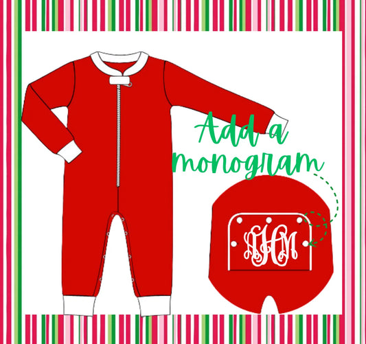 Baby Christmas Zip Up Jammies- PRE ORDER Mid-Late November