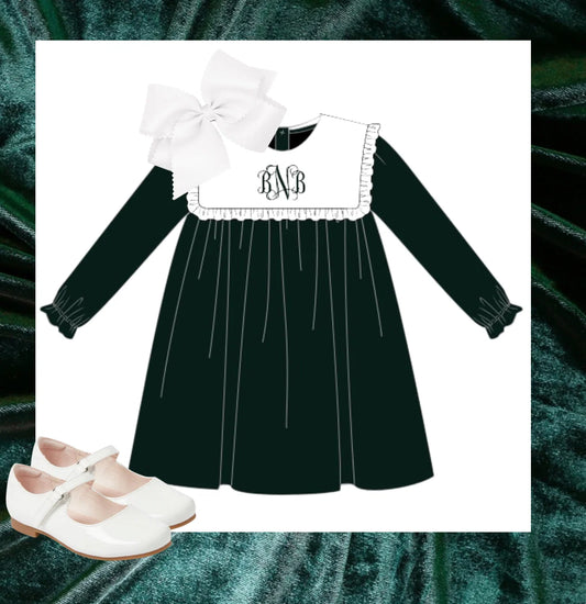 Green Velvet Dress- PRE ORDER Mid-Late November