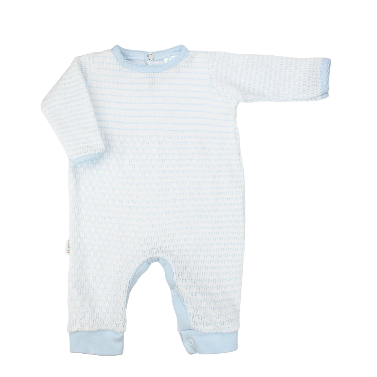 Pinstriped Romper Pima Trim - Blue
