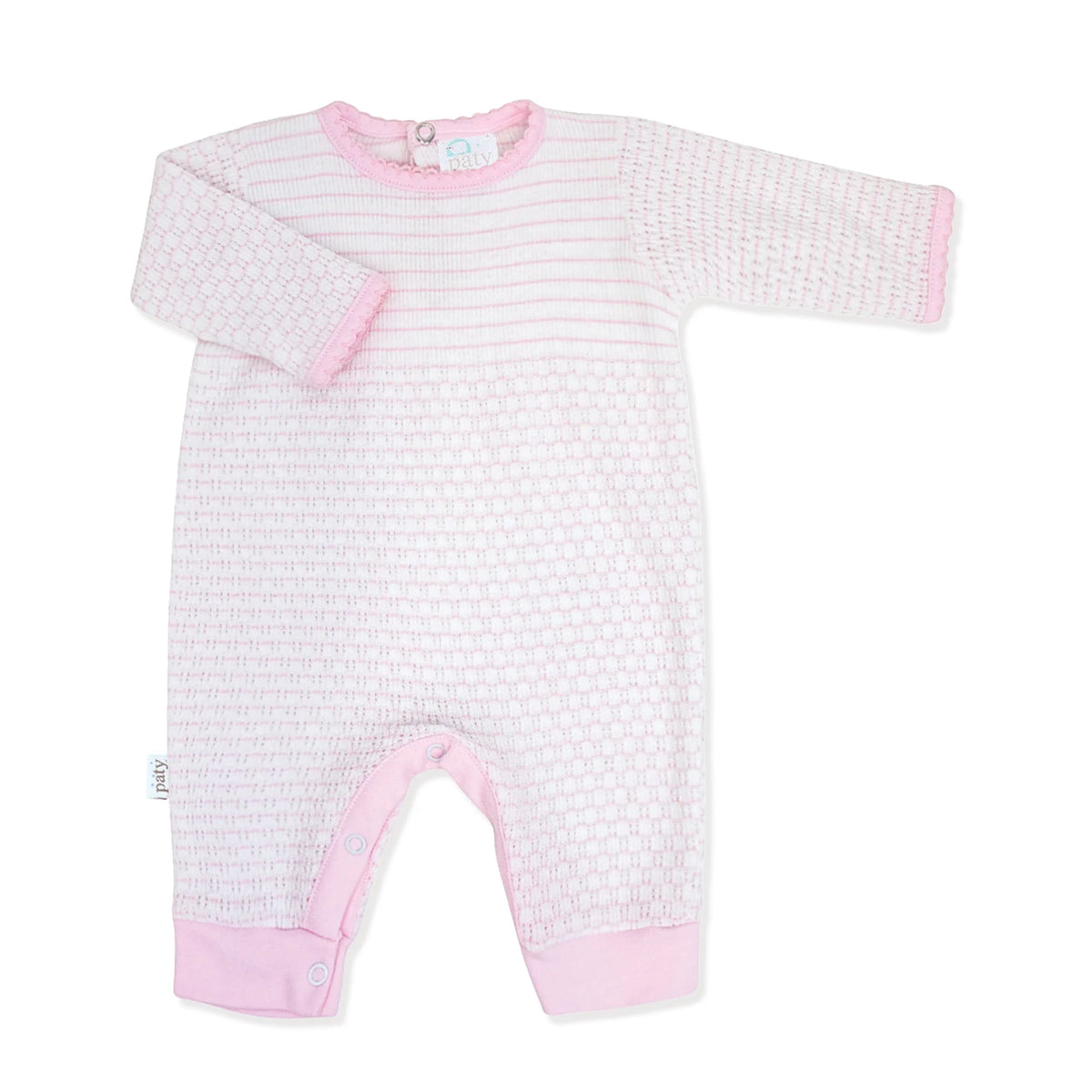 Pinstriped Romper Pima Trim - Pink