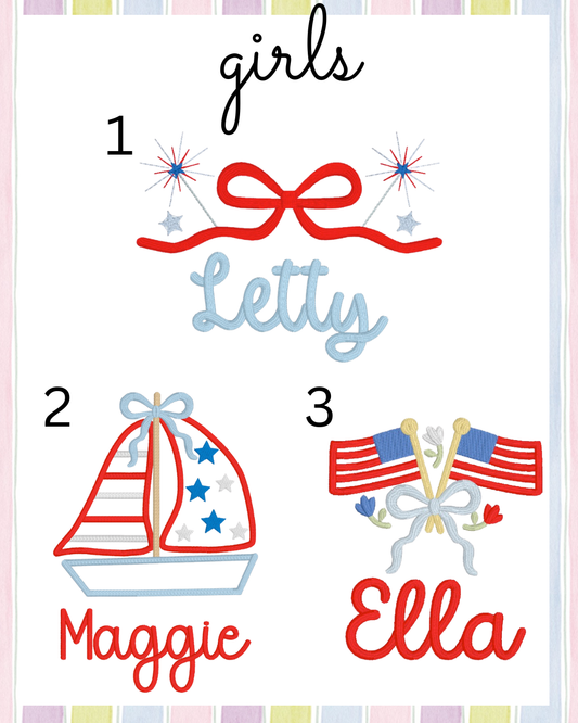 Girls Patriotic Short Sleeve Peter Pan Collar Bubble