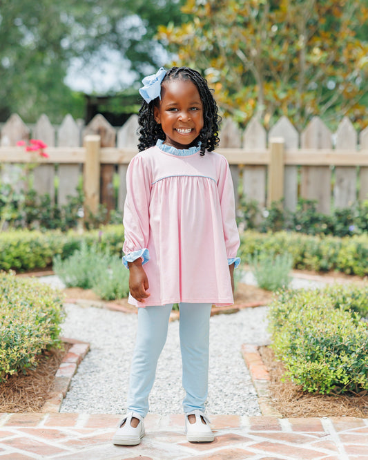 Annie Pants Set- Light Pink/Light Blue