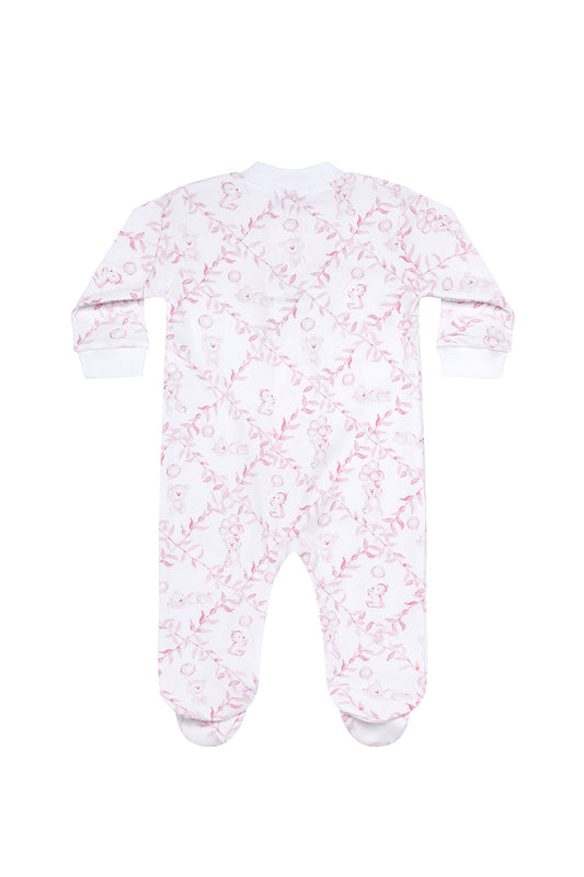 Pink Bears Trellace Zipper Footie