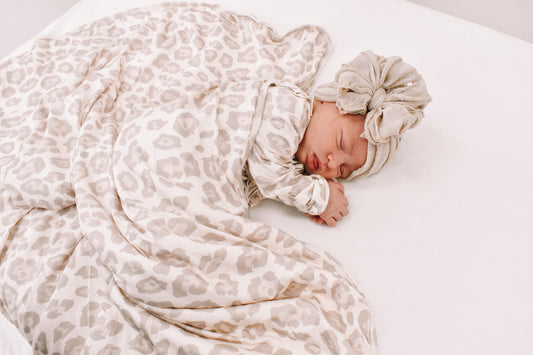Natural Leopard | Plush Swaddle Blanket (PRE-ORDER)