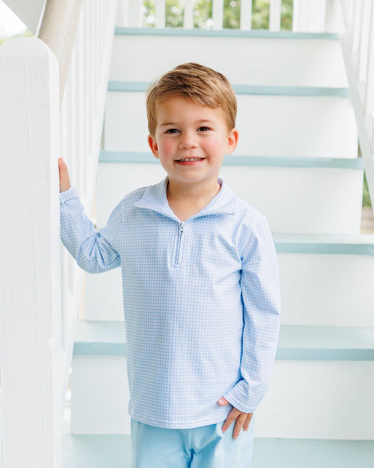 Evan Pullover- Light Blue Windowpane