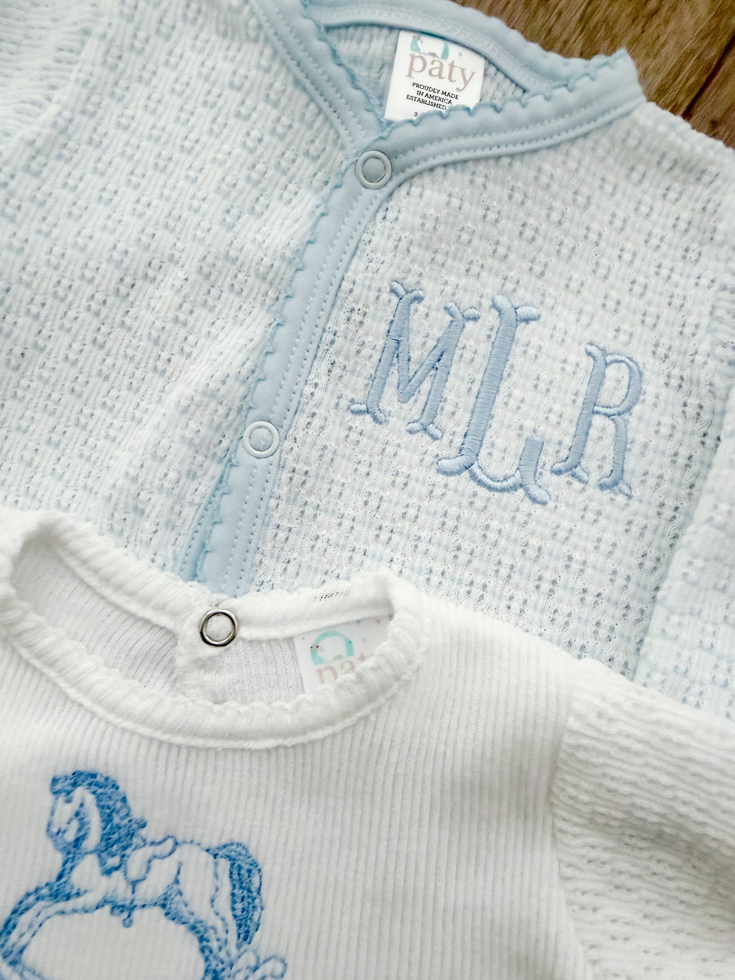 Paty Knit Pinstripe Footie with Pima Trim