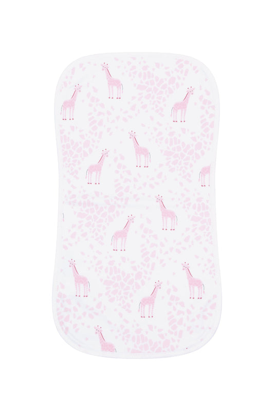 Pink Giraffe Print Burp Cloth