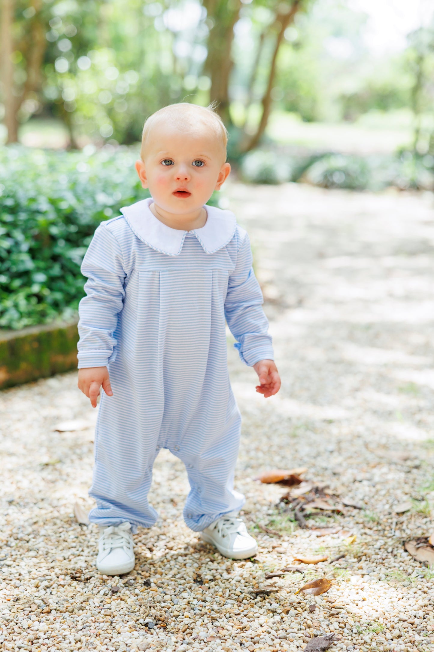 Henry Romper- Light Blue Stripe