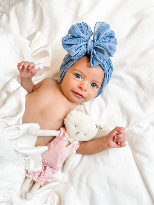 Ruffled Headband- Denim