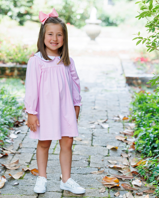 Lottie Dress- Light Pink Stripe