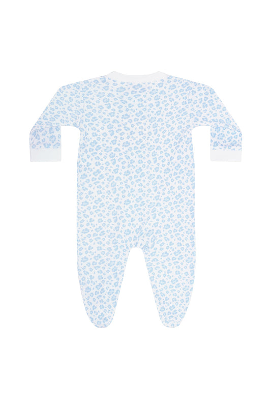 Blue Cheetah Print Zipper Footie