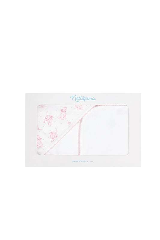 Pink Puppy Love Print Towel