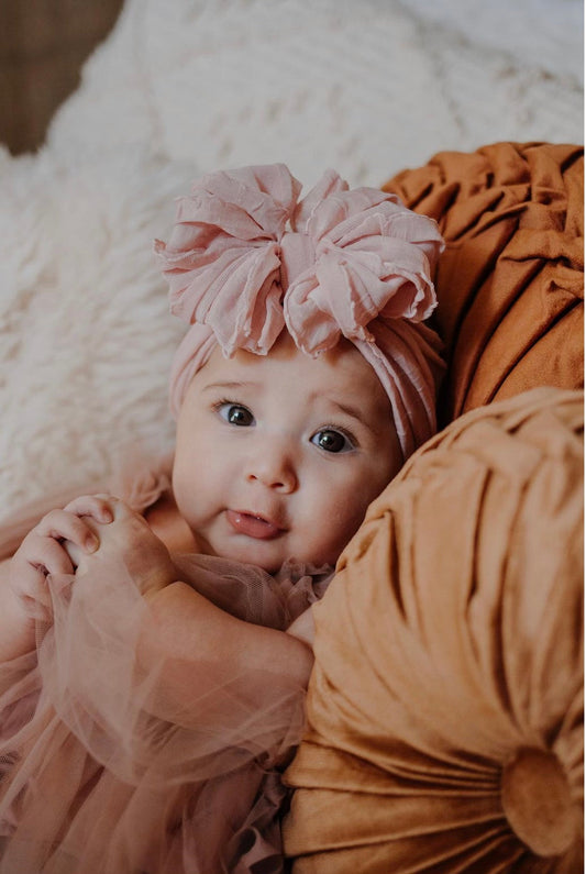Ruffled Headband- Paris Pink