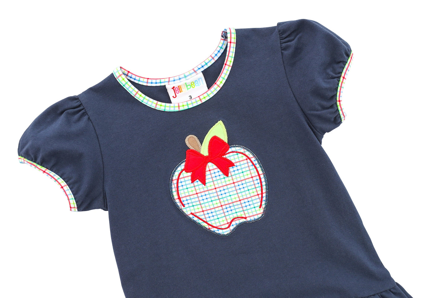 Primary Plaid Apple Ruffle Short Set