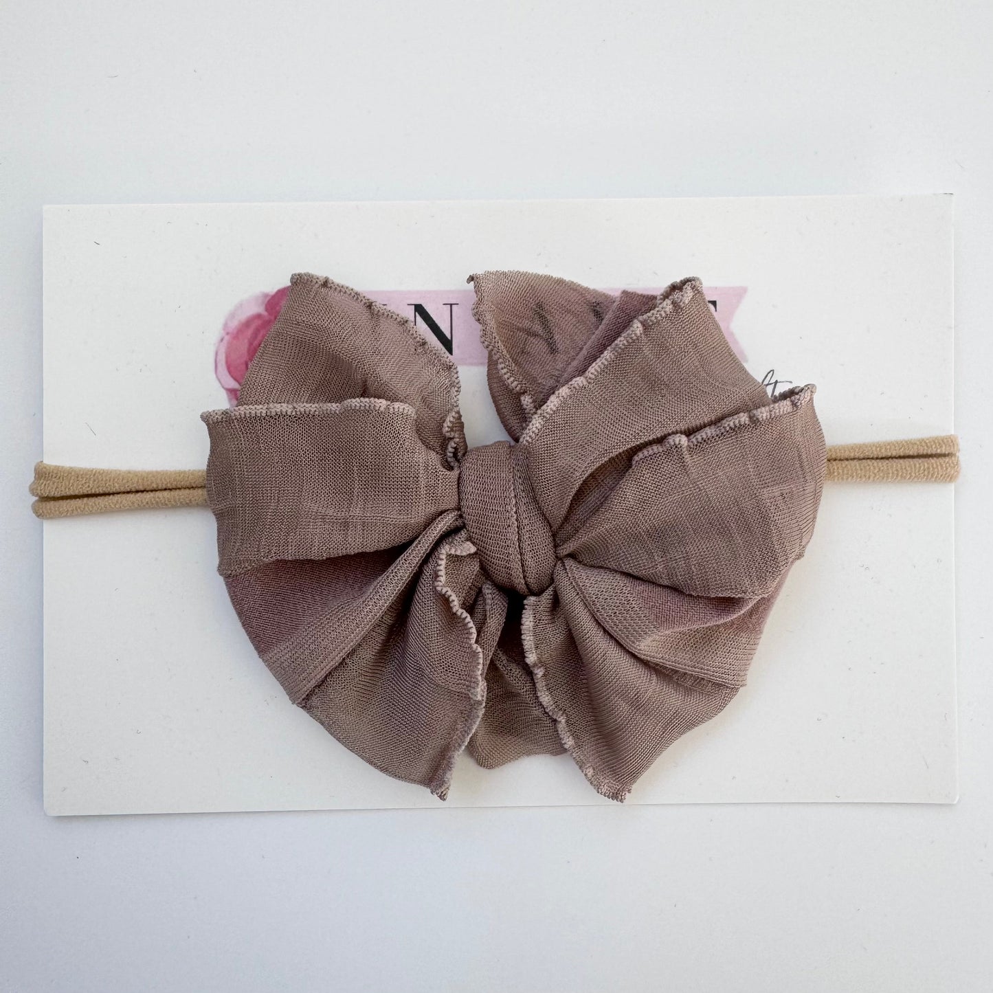 Skinny Mini Ruffled Headband | Mocha