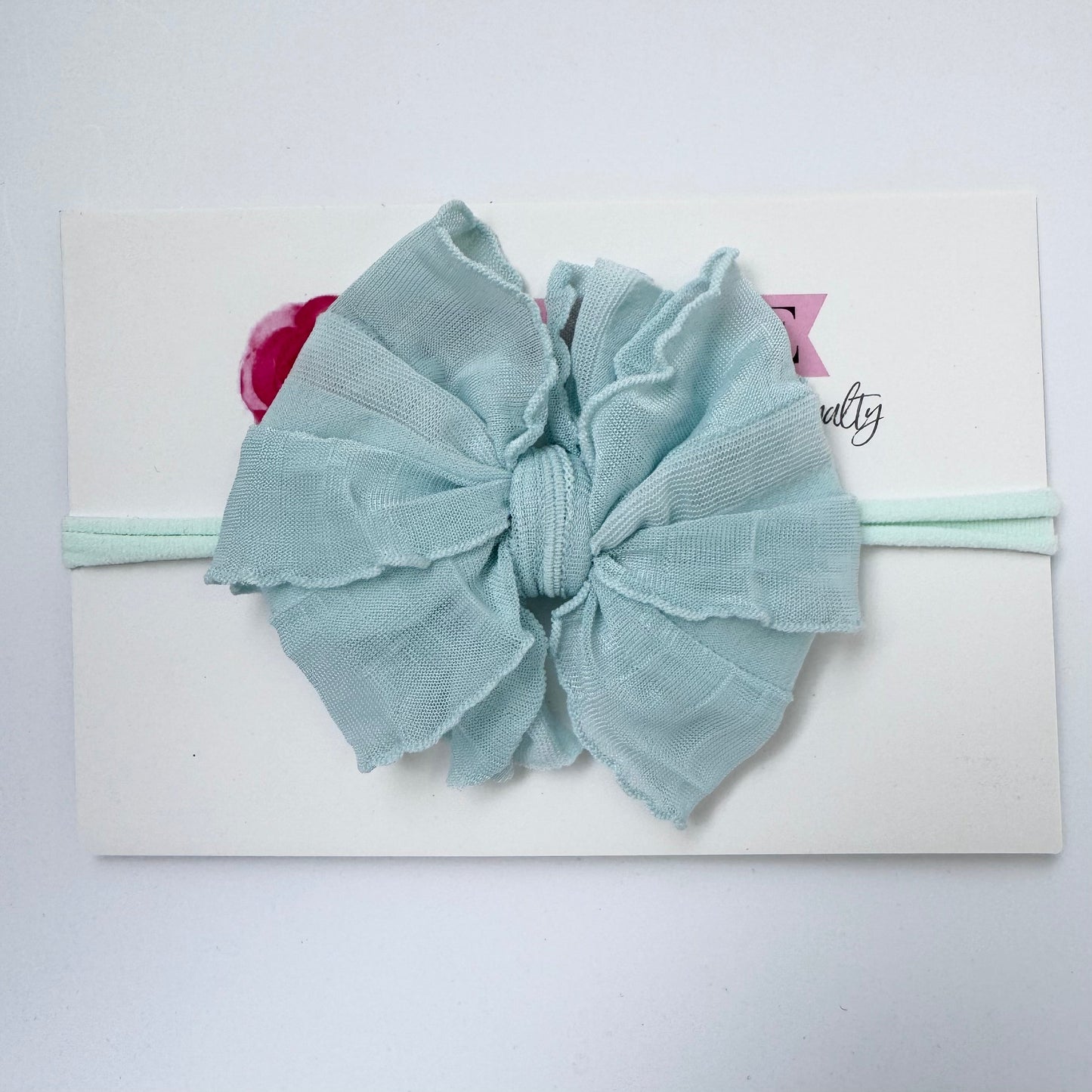 Skinny Mini Ruffled Headband- Seafoam
