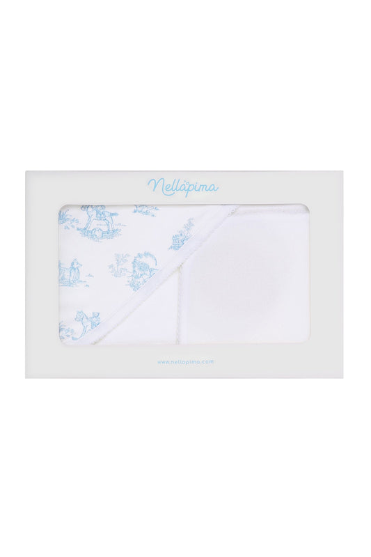 Blue Toile Hooded Towel