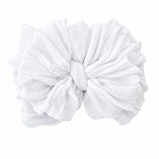 White | Signature Ruffled Baby Headband