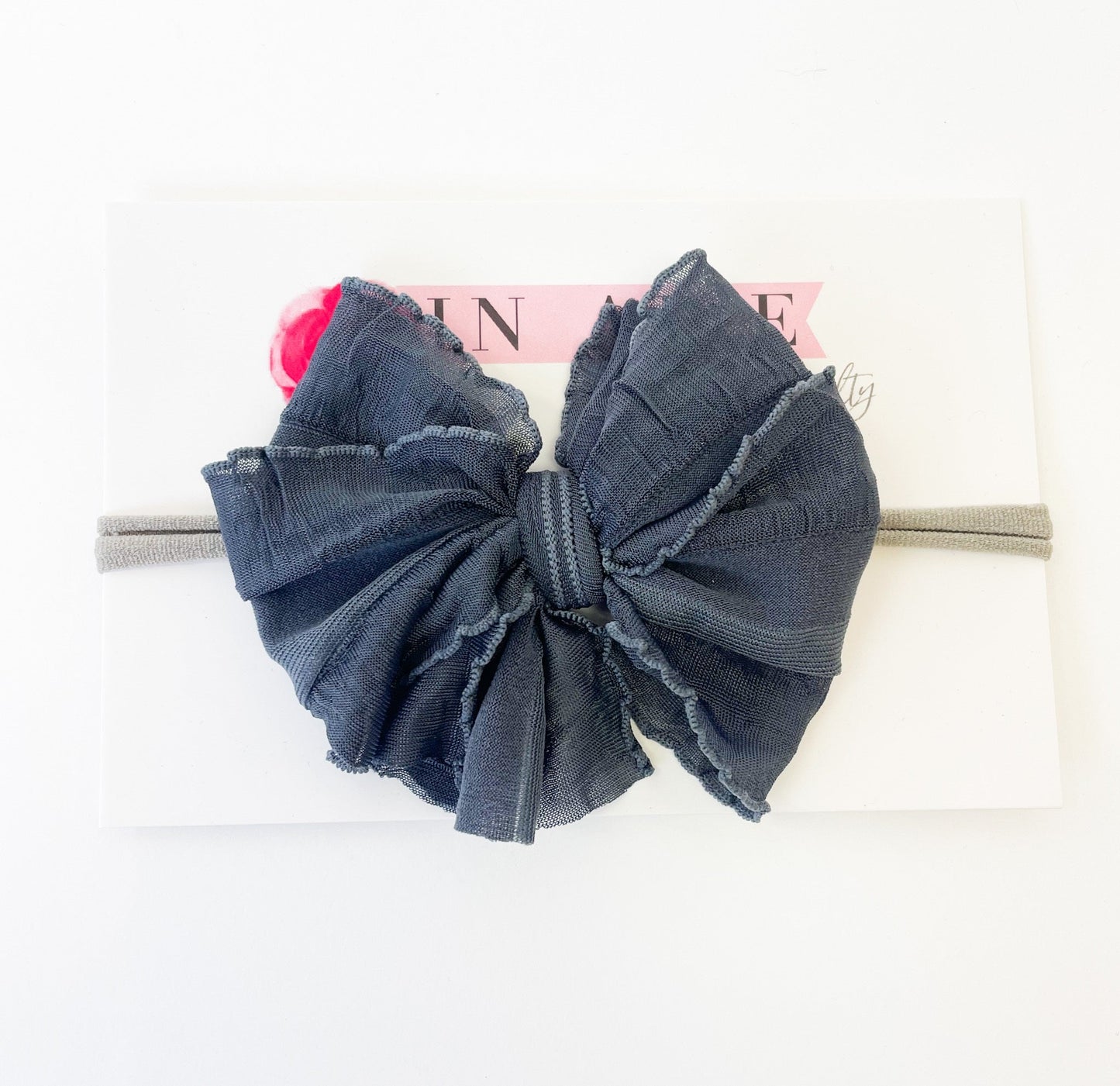 Skinny Mini Ruffled Headband | Dark Grey