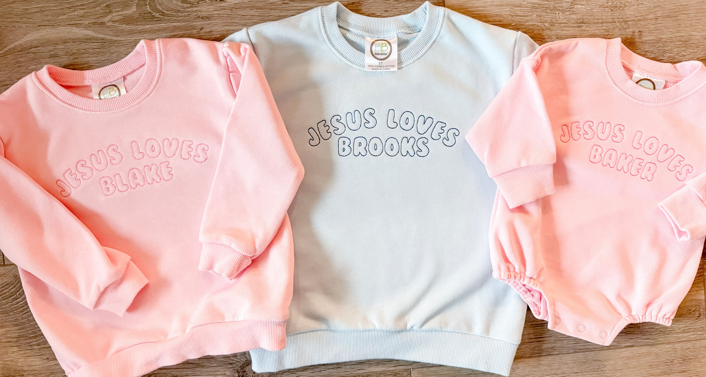 Jesus Loves Me Puff Sleeve Sweatshirt