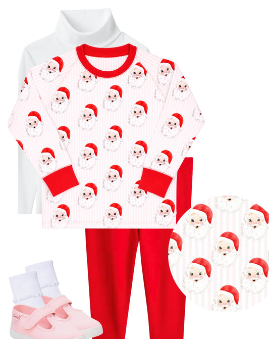 Pink Stripe Santa Pullover- PRE ORDER Mid-Late November