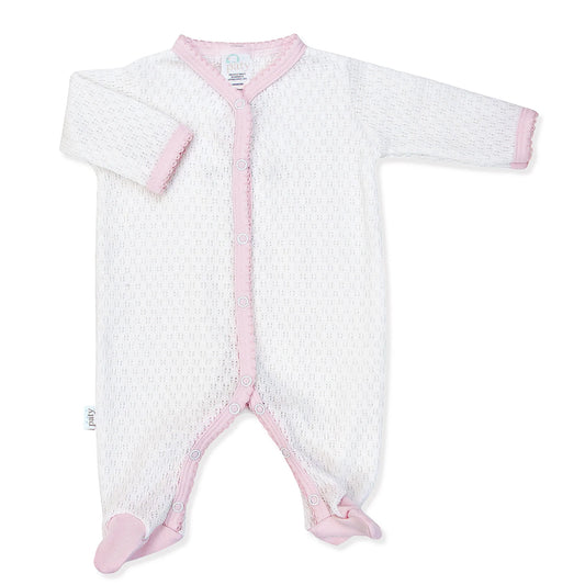 Footie with Pima Trim - Pink