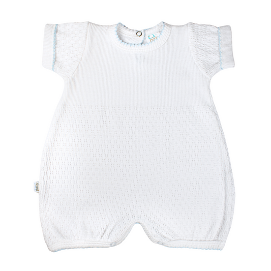 Paty Knit Straight Hem Bubble - Blue Trim