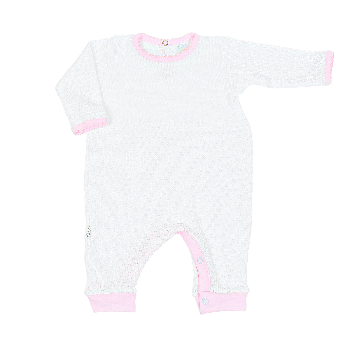Paty White Romper Pima Trim - Pink (in stock)