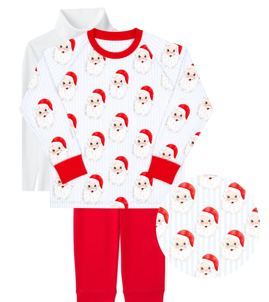 Blue Stripe Santa Pullover- PRE ORDER Mid-Late November