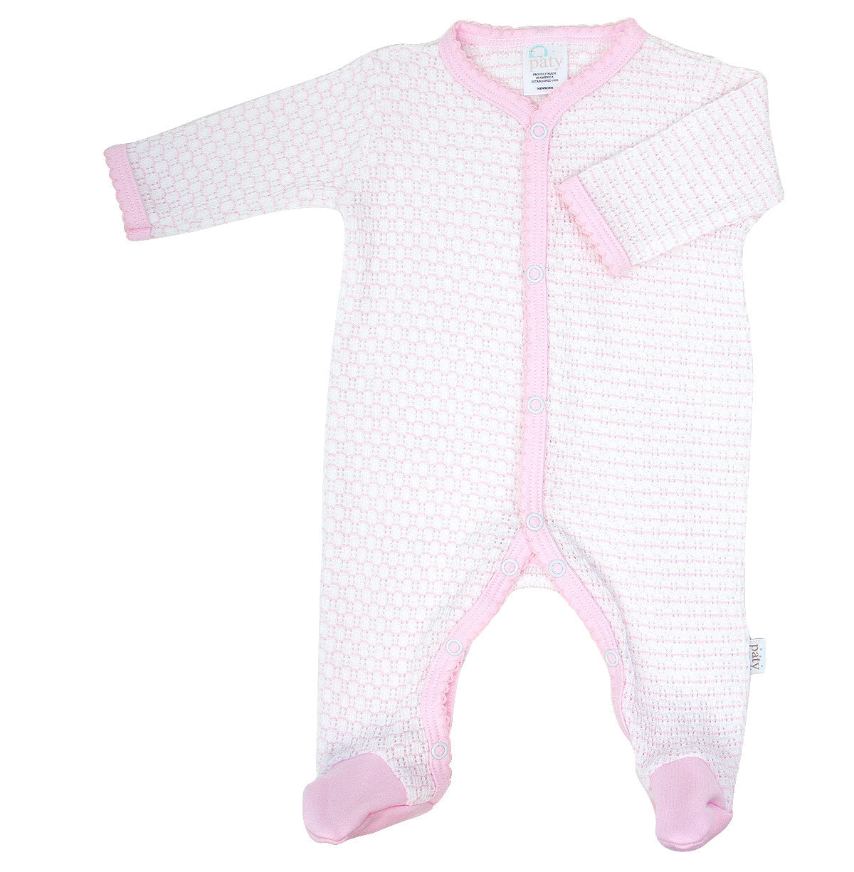 Paty Knit Pinstripe Footie with Pima Trim