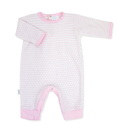 Pinstriped Romper Pima Trim - Pink