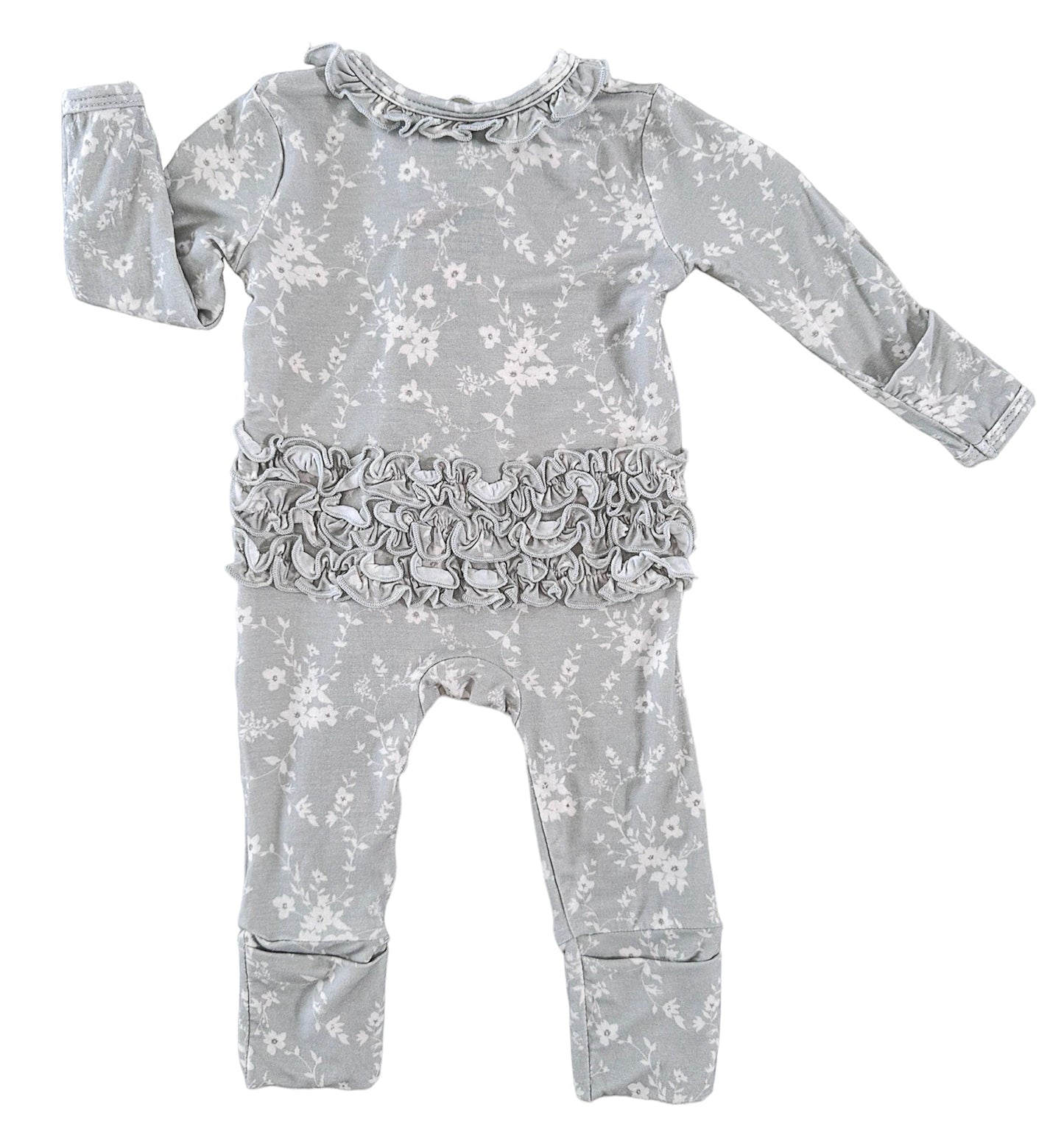 Harlow Ruffle | Convertible Two-Way Zip Footie