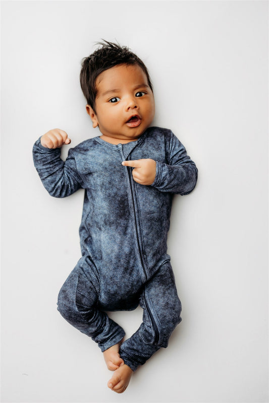 Denim Print | Convertible Two-Way Zip Footie