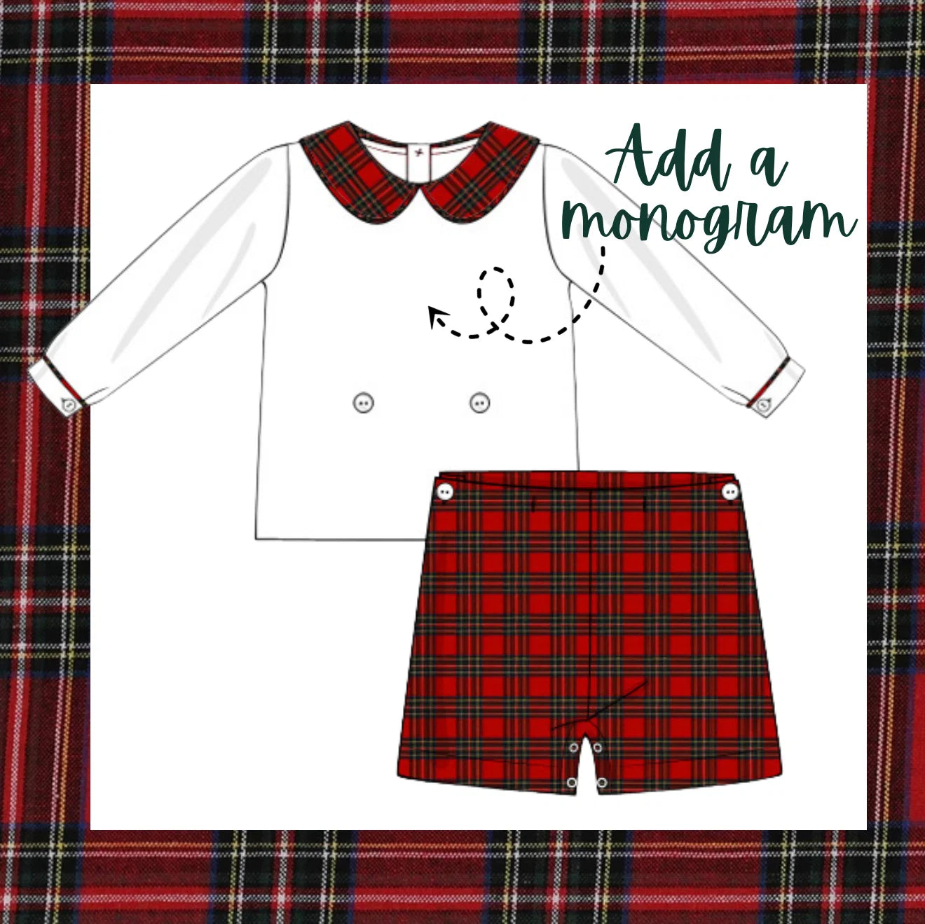 Boy Monogram Plaid Set- PRE ORDER Mid-Late November