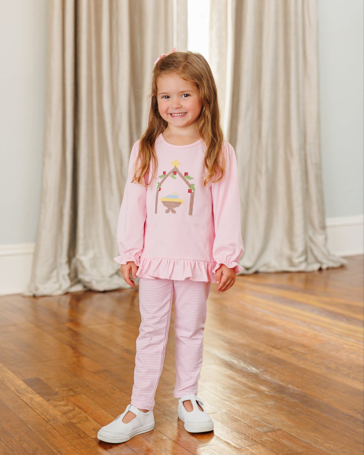 Away In A Manger Ruffle Top