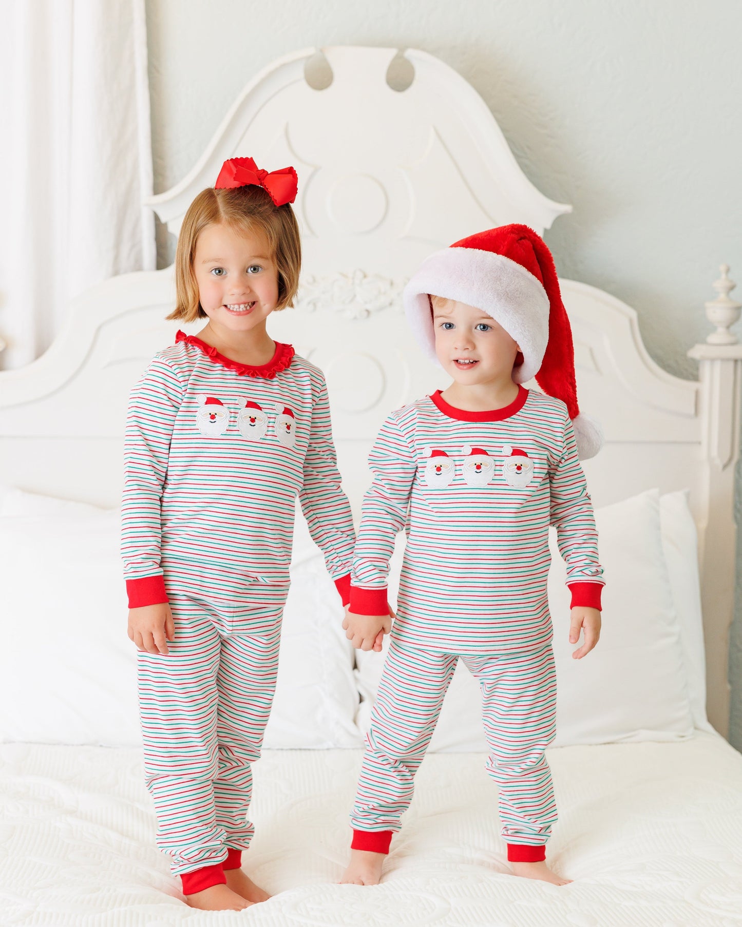 Christmas Candy Stripe Santa Ruffle Set