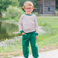 Connor Jogger Set- Tan Stripe/Hunter Green