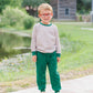 Connor Jogger Set- Tan Stripe/Hunter Green