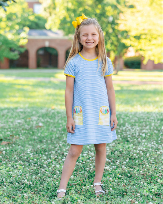 Crayon Pocket Dress - Blue