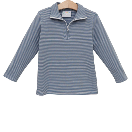 Evan Pullover- Dusty Blue Stripe