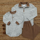 Evan Pullover- Dusty Sage Stripe/Light Brown