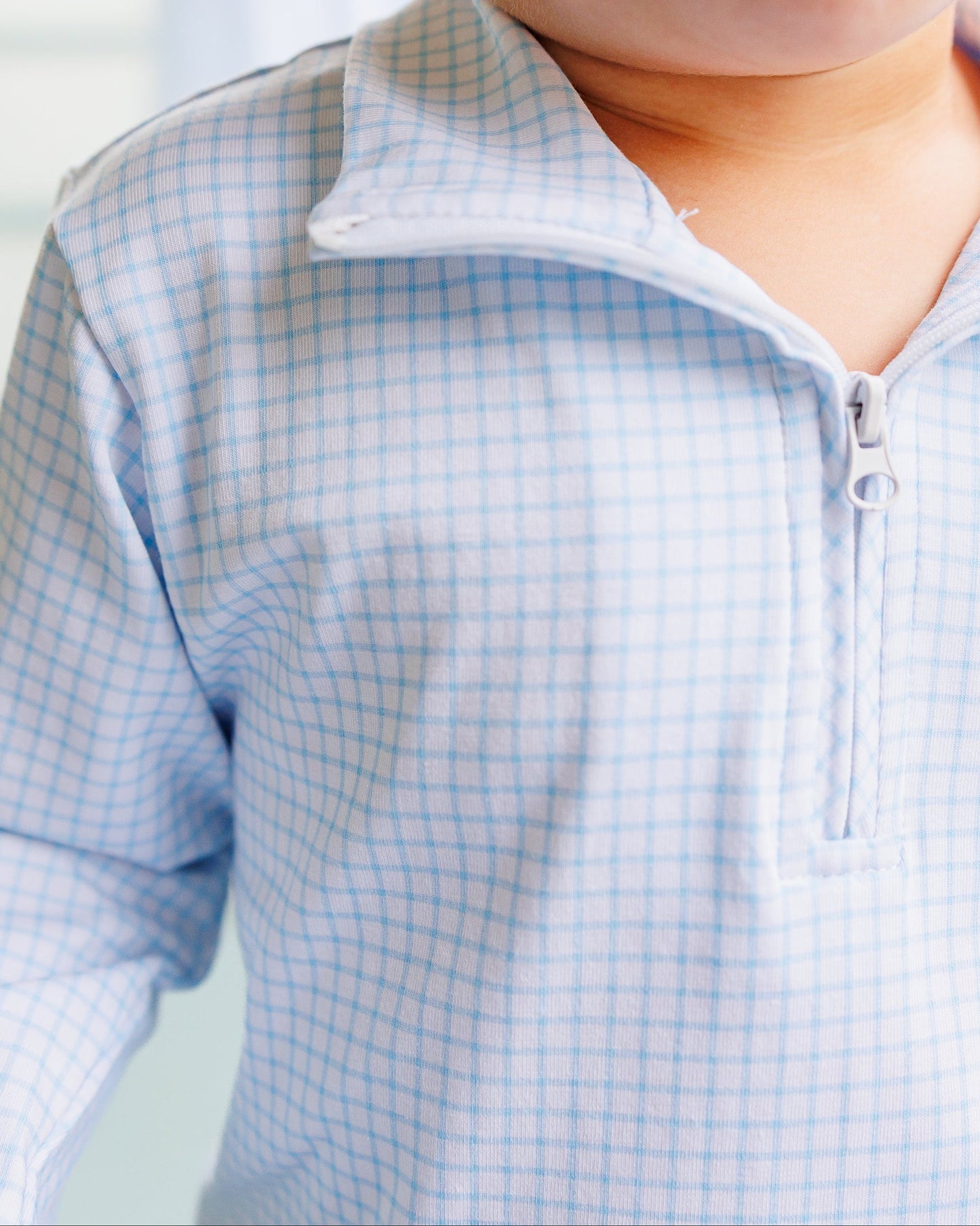 Evan Pullover- Light Blue Windowpane