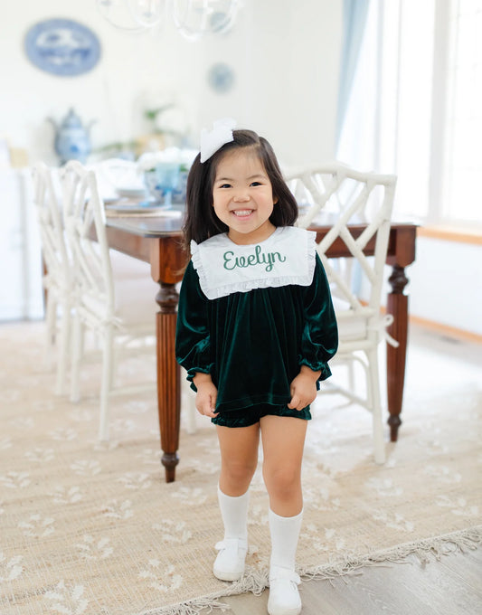 Green Velvet Diaper Set- PRE ORDER Mid-Late November