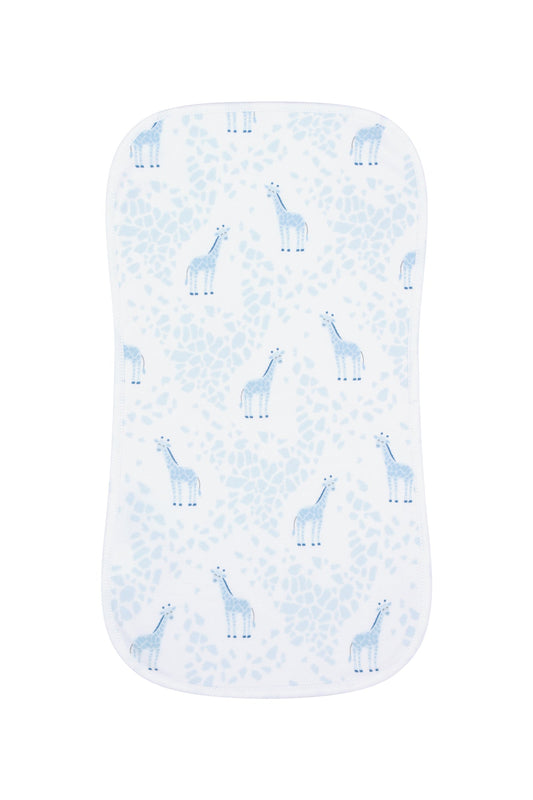 Blue Giraffe Print Burp Cloth