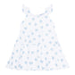 Blue Heart Print Ruffle Dress