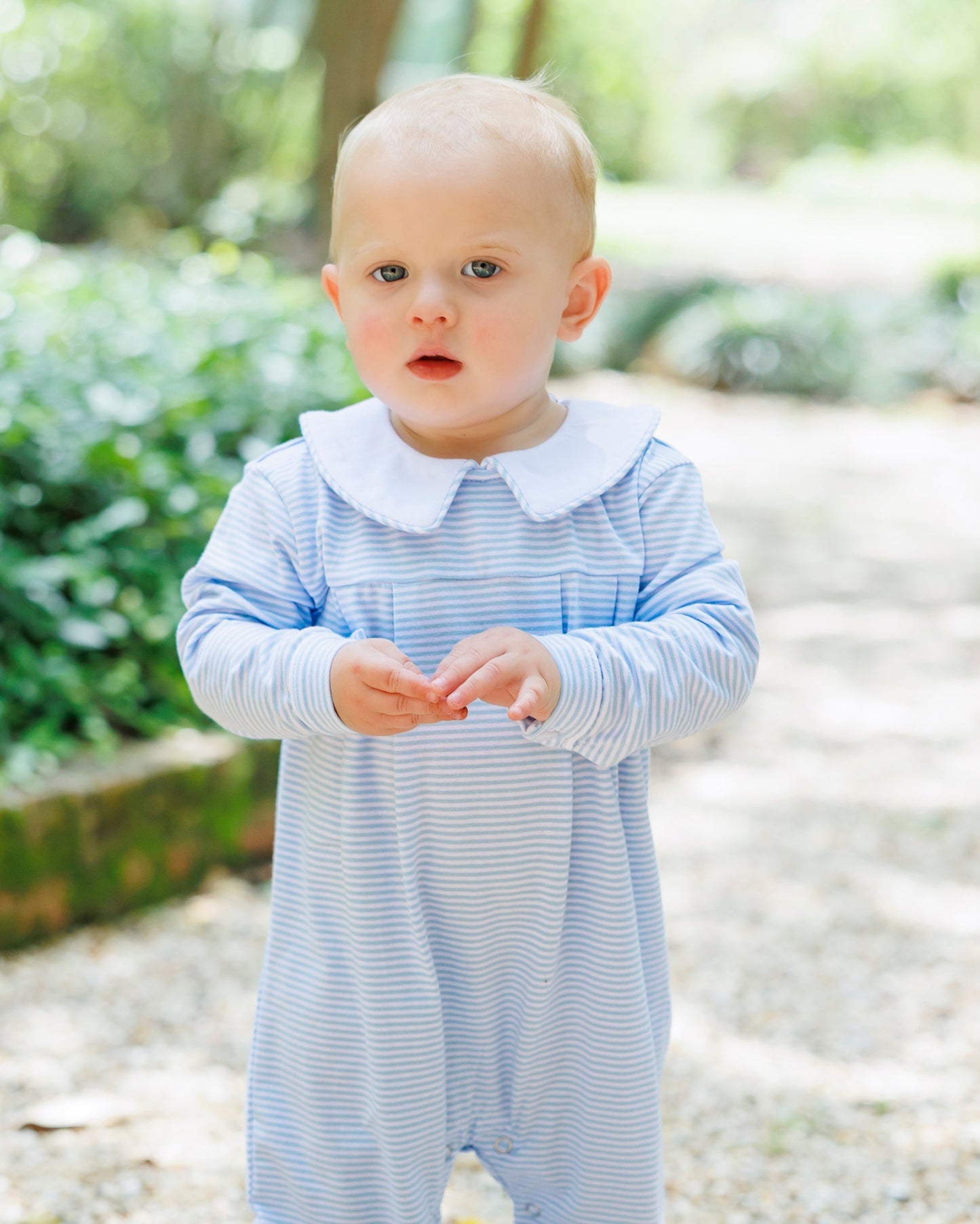 Henry Romper- Light Blue Stripe