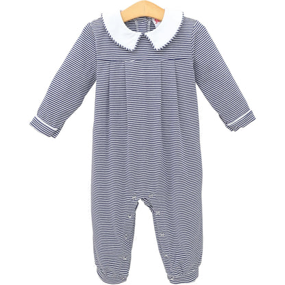 Henry Romper- Navy Stripe